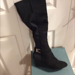 Black suede knee high, size 9